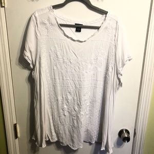 White Floral Embroidered Blouse